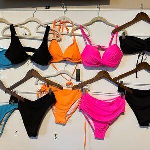 Colorful Two Piece Collection of 5 Bikinis in different colors and styles.